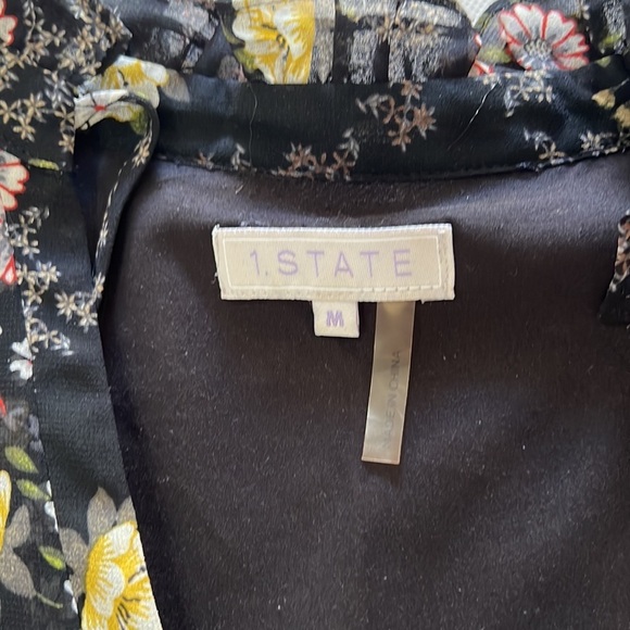 REVOLVE 1. STATE Long Sleeve Tie Neck Floral Shift Dress, Size M - Picture 9 of 10